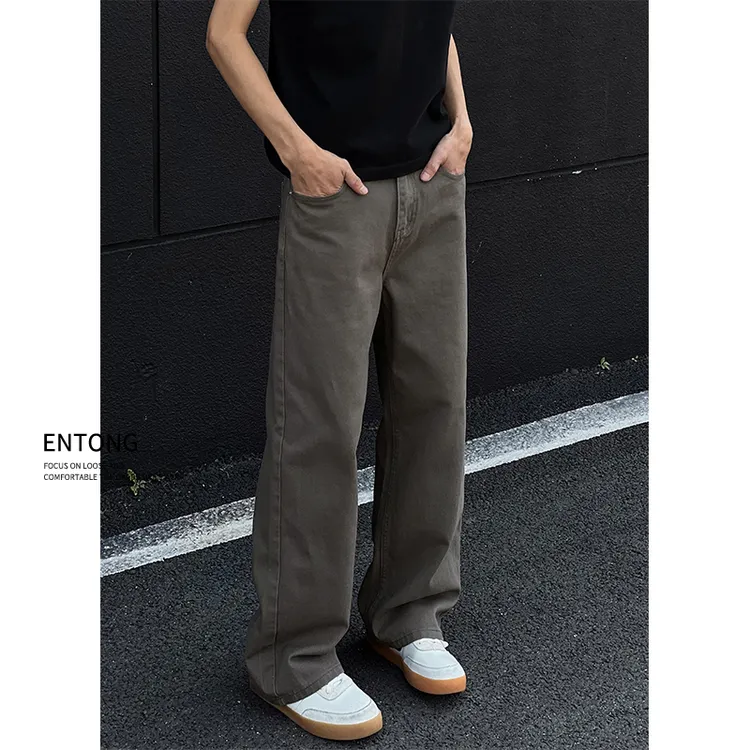 Entong美式高街男女同款直筒牛仔裤男vibe百搭宽松休闲长裤子