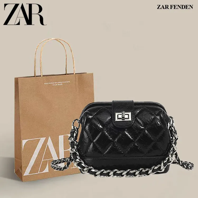ZAR FENDEN新款菱格链条包质感小香风手拎包精致百搭盒子包斜挎包