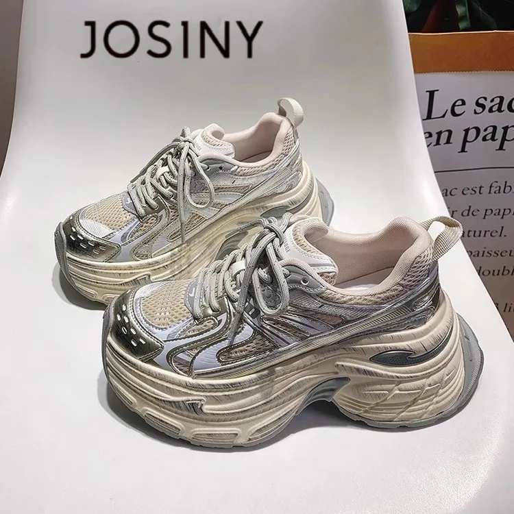 卓诗尼【断码清仓】厚底增高老爹鞋女2025春秋季新款百搭小个子7cm