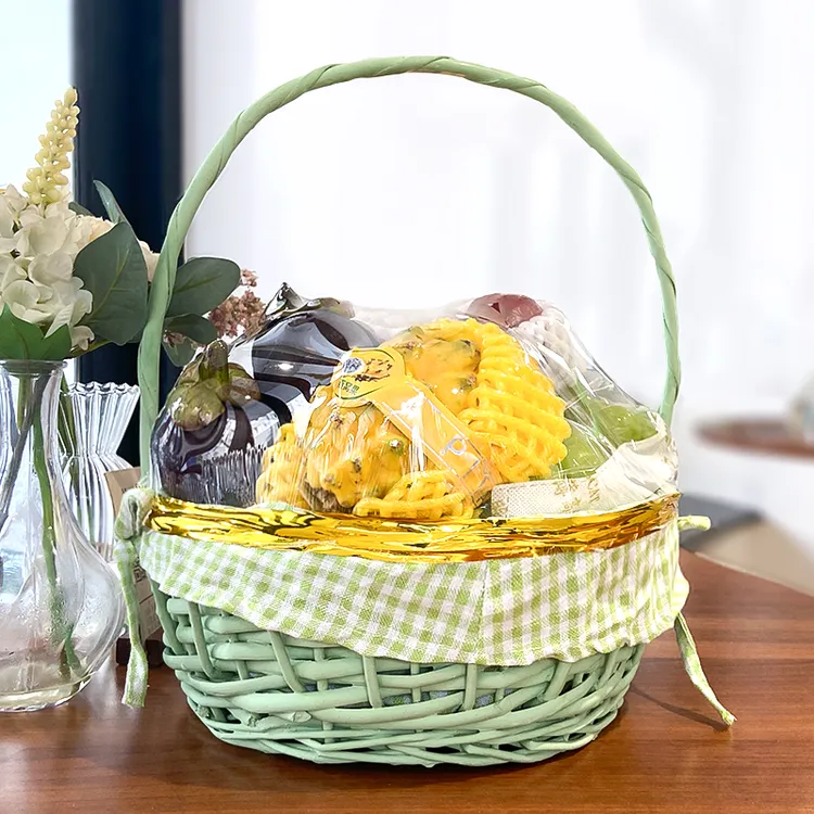高档ins风柳编手工水果篮采摘篮编织篮送礼商超创意水果鲜花篮子