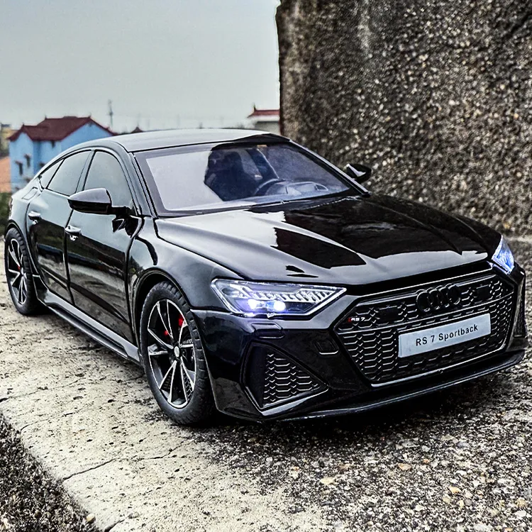 奥迪RS7合金车模转向避震男孩玩具男人1:24仿真汽车模型收藏摆件