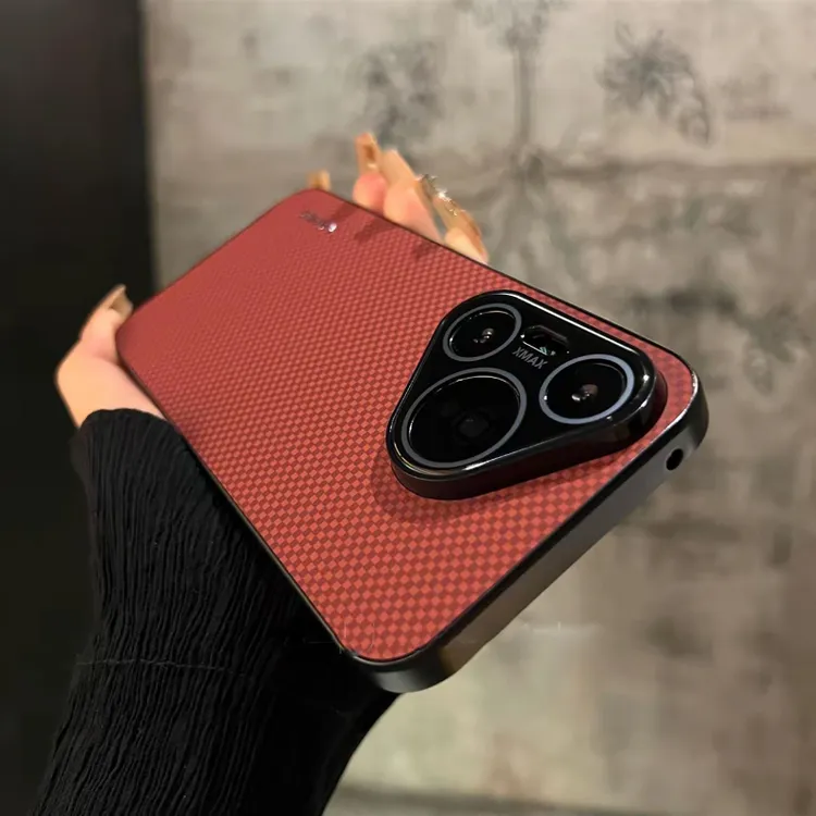 高级感磨砂格纹素皮适用华为pura80pro+手机壳pura70带镜头膜防摔