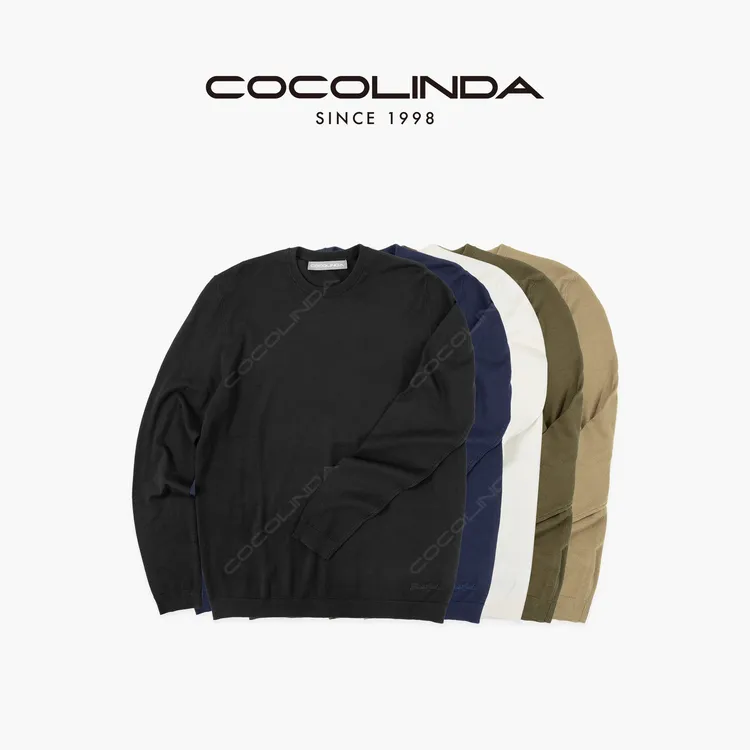 COCOLINDA | 精纺羊毛14针四季小领口多色亲肤圆领长袖T恤  S650