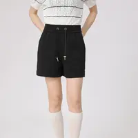 阿玛施AMASS 新款春夏休闲直筒裤简约时尚气质抽绳短裤女510007