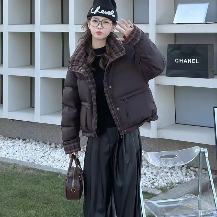 【韩衣舍】675高品质皮面短款立领加厚保暖羽绒服冬季时尚宽松显