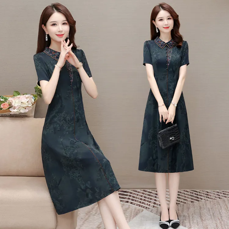 改良旗袍连衣裙2025新款女夏季高端大气上档次品牌广州十三行裙子