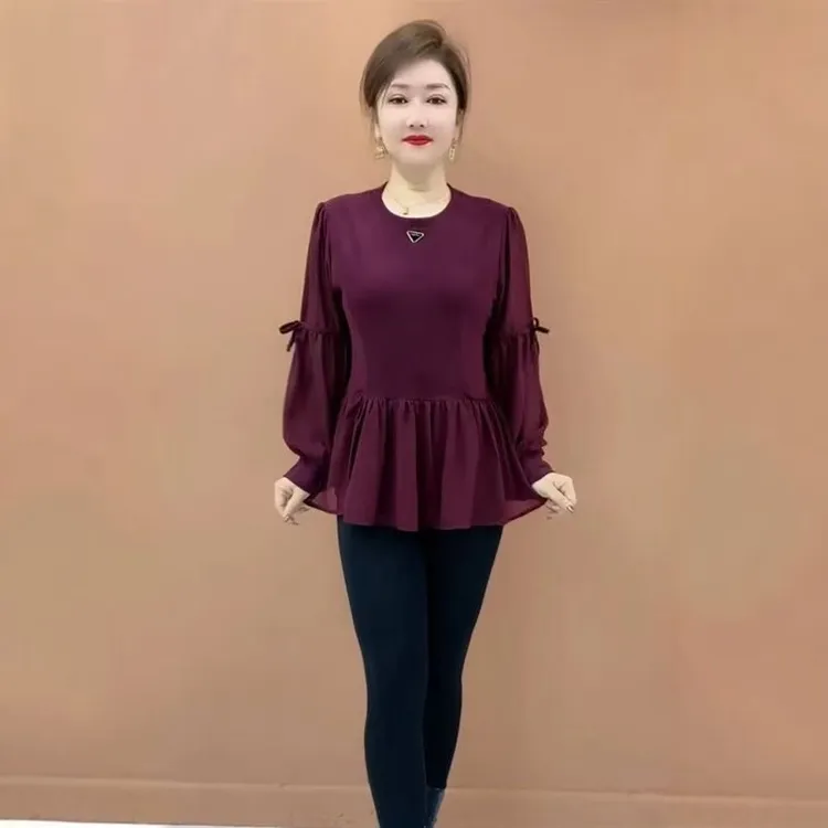 中年妈妈休闲百搭气质遮肚显瘦上衣
