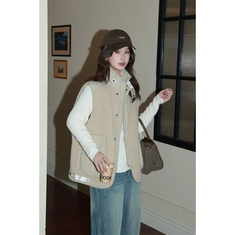 大婉酱微胖定制【腔调马甲】冬季保暖棉服背心外套立领马甲女2018D