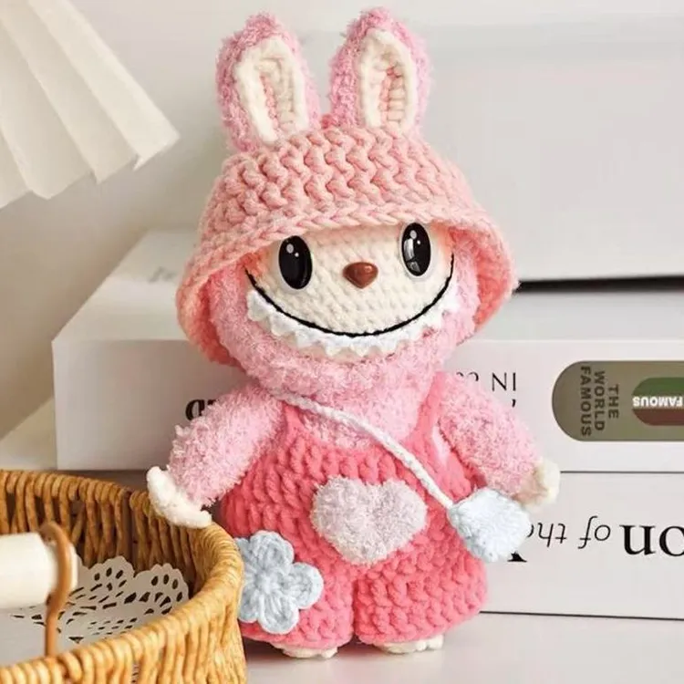 毛线手工编织labubu玩偶挂件diy材料包钩针礼物拉布布公仔娃衣勾