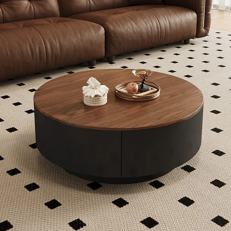 【碳素钢底座】中古风岩板圆形茶几客厅家用现代轻奢高级简约古风胡