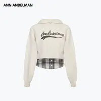 ANN ANDELMAN 【25秋新品流光风】 时尚设计连帽保暖拼接毛织卫衣