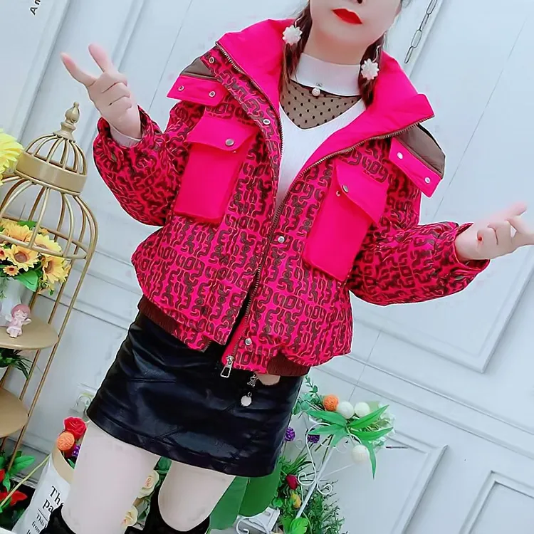 印花高端洋气棉服女短款小个子2024冬季设计感小众时尚棉袄外套女