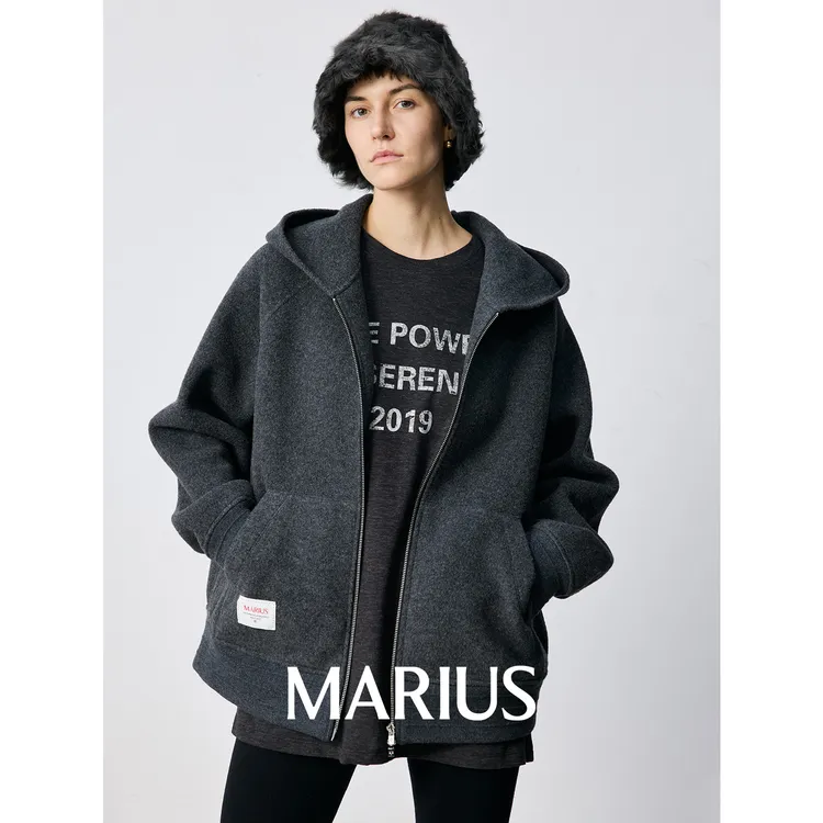 MARIUS | “轻氧大衣” 羊绒羊毛花纱经典休闲佰搭双面针织开衫外套