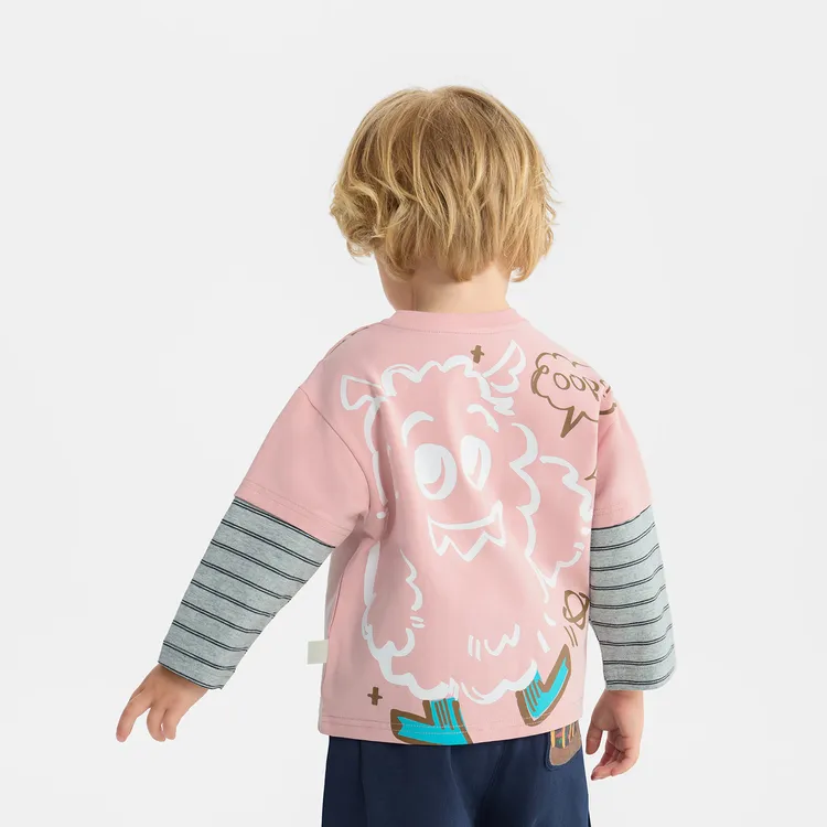 CICIIBEAR/齐齐熊【7A抗菌】春秋款长袖男圆领T恤春装假两件Q103256