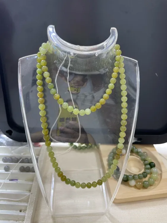 黑羊洞碧玉108颗佛珠妈妈链卡