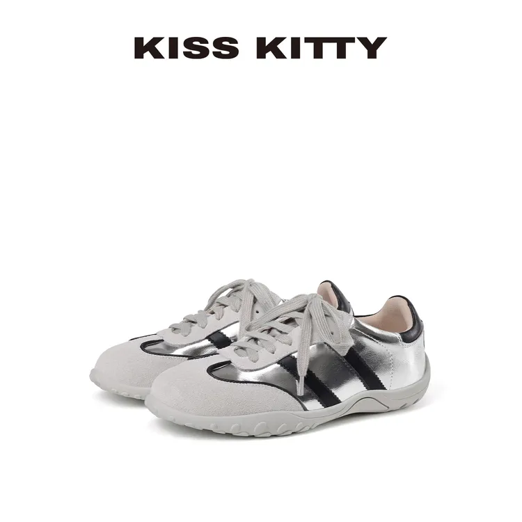 Kiss Kitty甜酷德训鞋25年夏款金属朋克风板鞋百搭通勤女鞋休闲