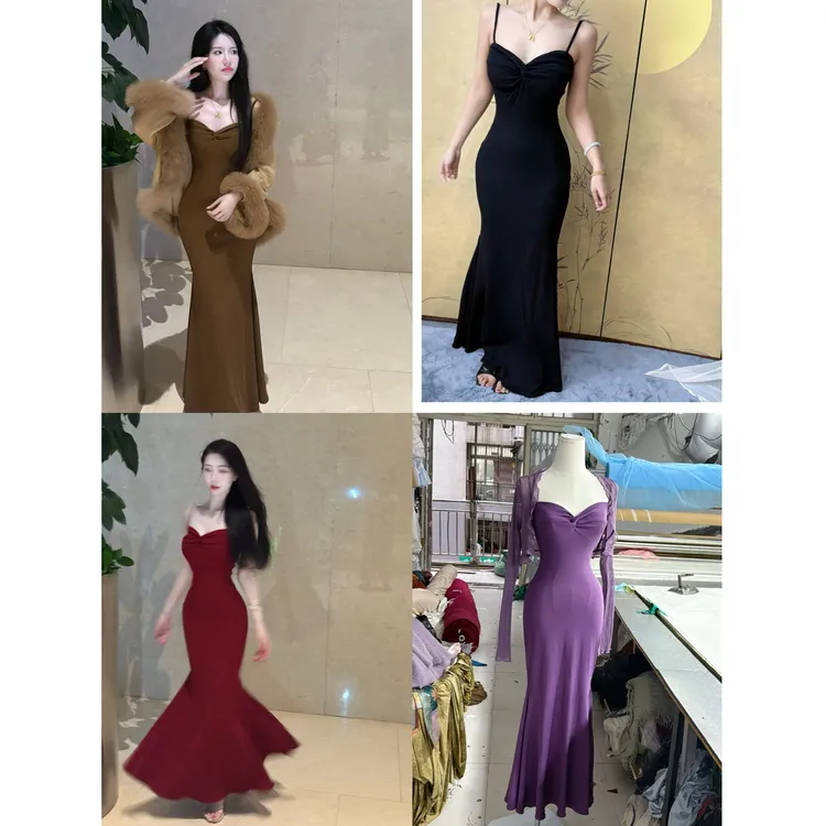 LHMknk1画报夫人原创自制 吊带<红贵妇>鱼尾纯欲连衣裙贵妇合集