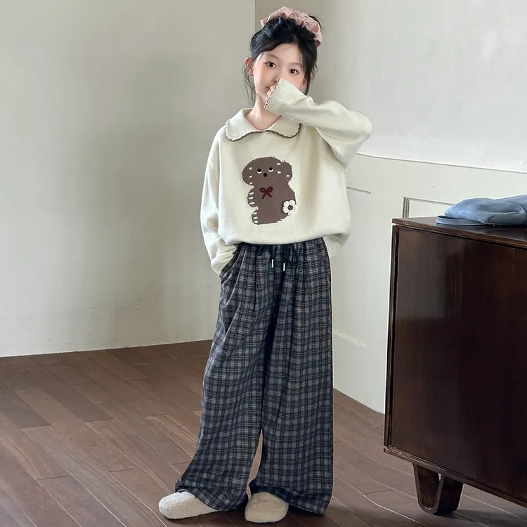 女童秋装毛衣套装2025新款洋气韩版大童女孩时髦加厚秋冬装两件套