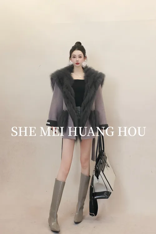 （暮光之城）原创设计师款狐狸毛皮草双面羊毛大衣皮草新款外套2520