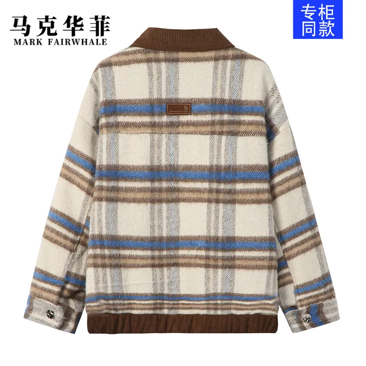 马克华菲2025新款男女同款设计呢料格子外套秋冬时尚夹克