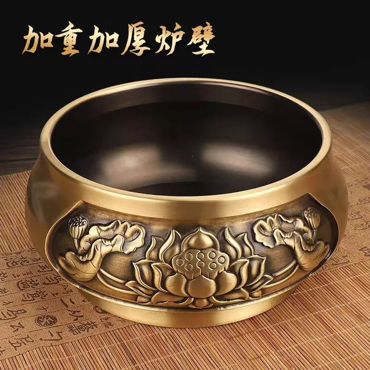 黄铜檀香炉供奉炉佛具上香炉烧香炉特大号熏香炉高档仿古线香炉