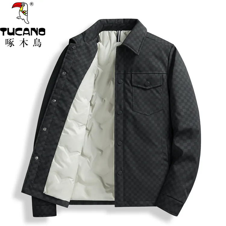 啄木鳥正品冬季新款翻领休闲保暖防寒服男士爆款潮流时尚百搭外套