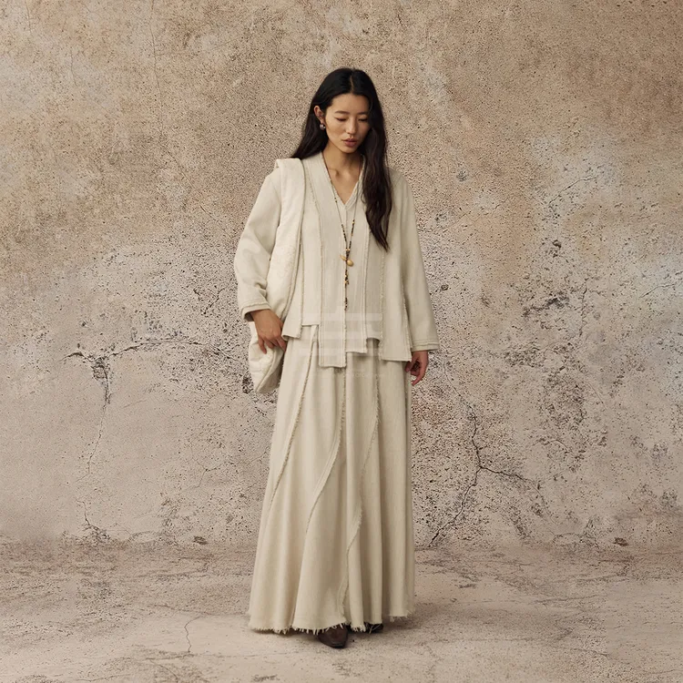 CatalpaLew「赤褶」墟生美学凝固的地质撕裂毛边上衣#C53564