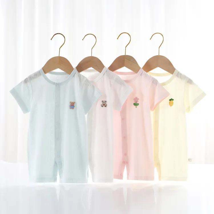 婴儿连体衣夏季夏天外出短袖薄款哈衣爬服宝宝衣服新生儿睡衣