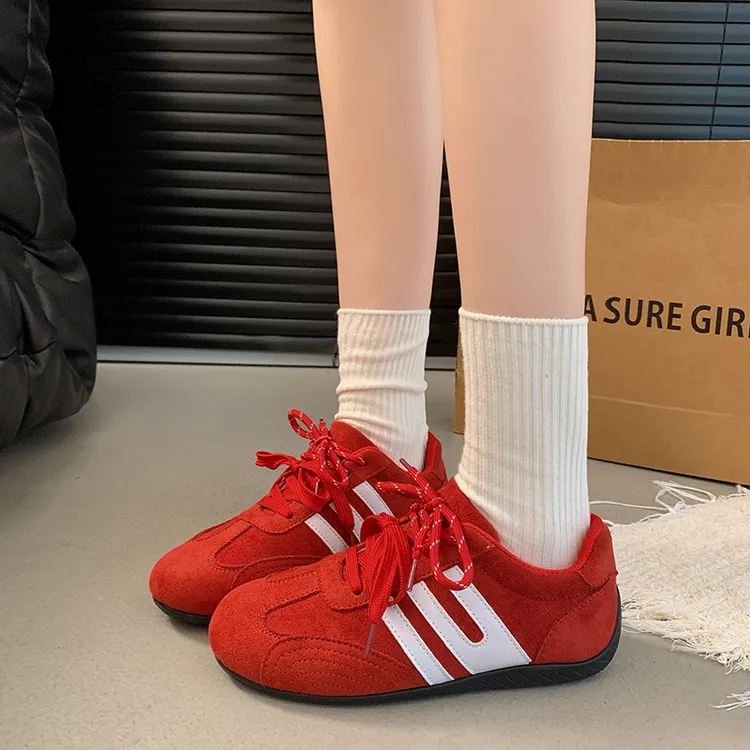 复古豹纹系带德训鞋女2025秋季新款平底阿甘鞋休闲运动鞋软底单鞋