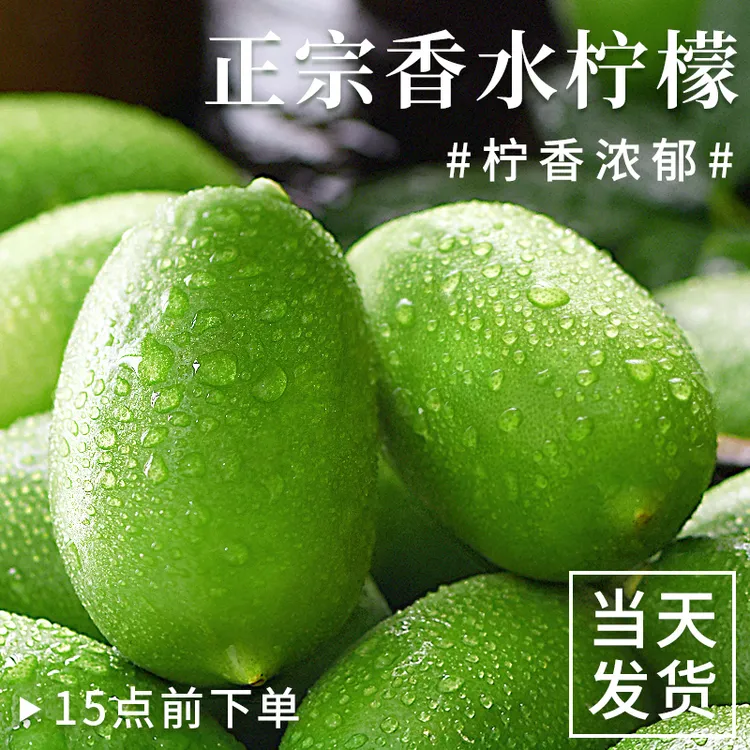 新鲜子弹头香水柠檬一级应当季水果无籽青柠檬奶茶店安岳青黄柠檬