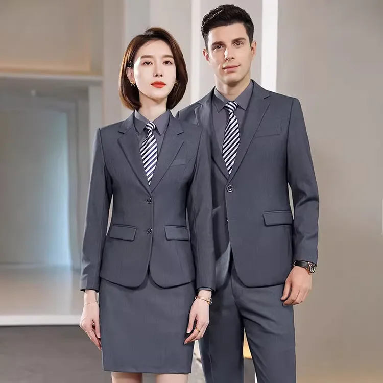 职业西服套装灰色男女正装外套酒店藏青工作服4S店工装银行西装女