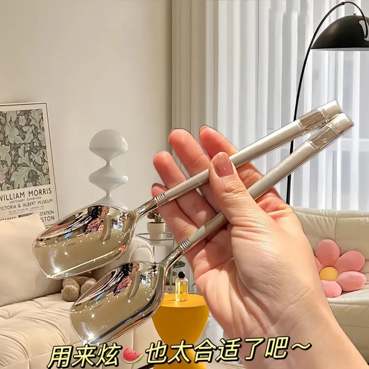 不锈钢勺子高颜值家用汤勺喂饭勺学生吃饭勺网红勺韩式勺