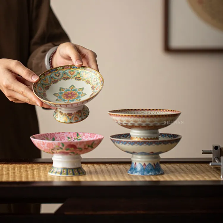 中式高脚水果盘家用茶几茶点点心盘精致高颜值干果零食摆放盘供盘