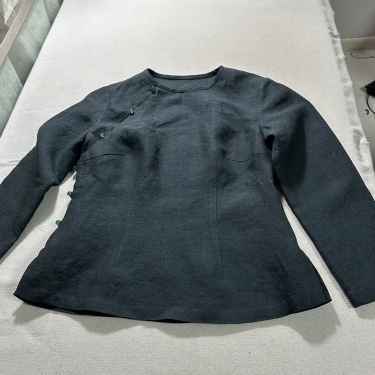 麻料中式上衣、手工、定制款