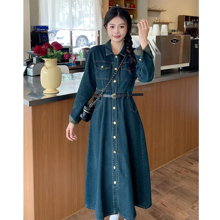 春秋季2025新款女装流行简单大方得体绝美高级感穿搭长袖连衣裙子