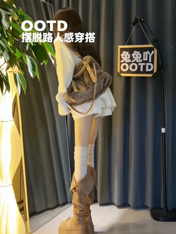 韩系慵懒风宽松长袖圆领毛衣针织衫女秋季新款高腰阔腿短裤两件套