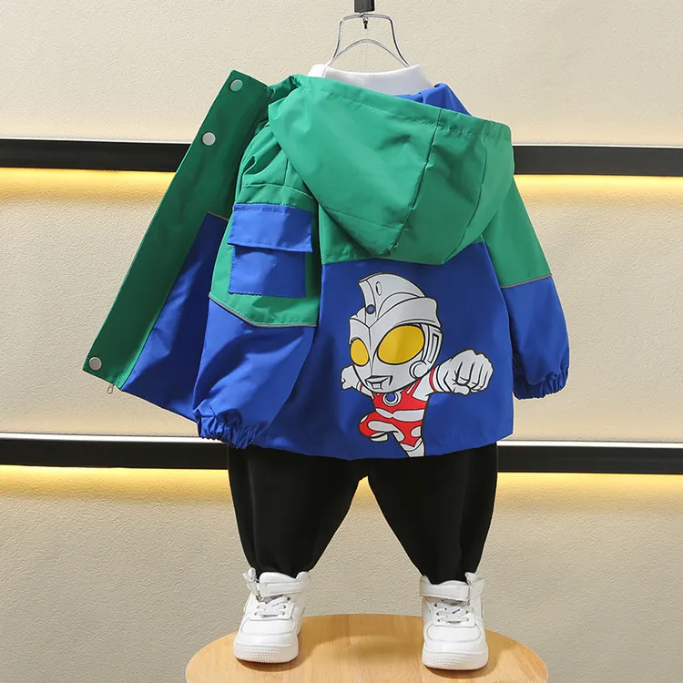 男童春秋装外套奥特曼衣服2023新款宝宝春秋儿童连帽上衣男孩帅气