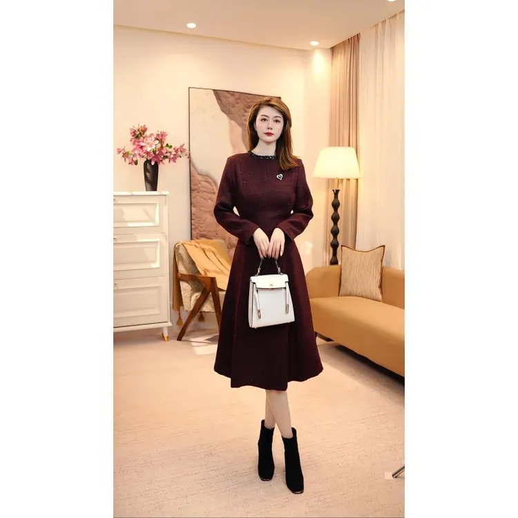 时尚洋气显瘦气质网红长裙套头连衣裙秋冬季套头款常规 86102