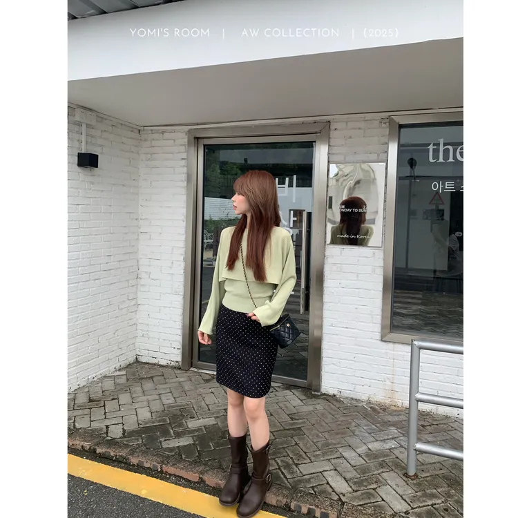 【现货】YOMI小个子【波点舞步】法式波点修身半裙休闲显白显瘦秋季