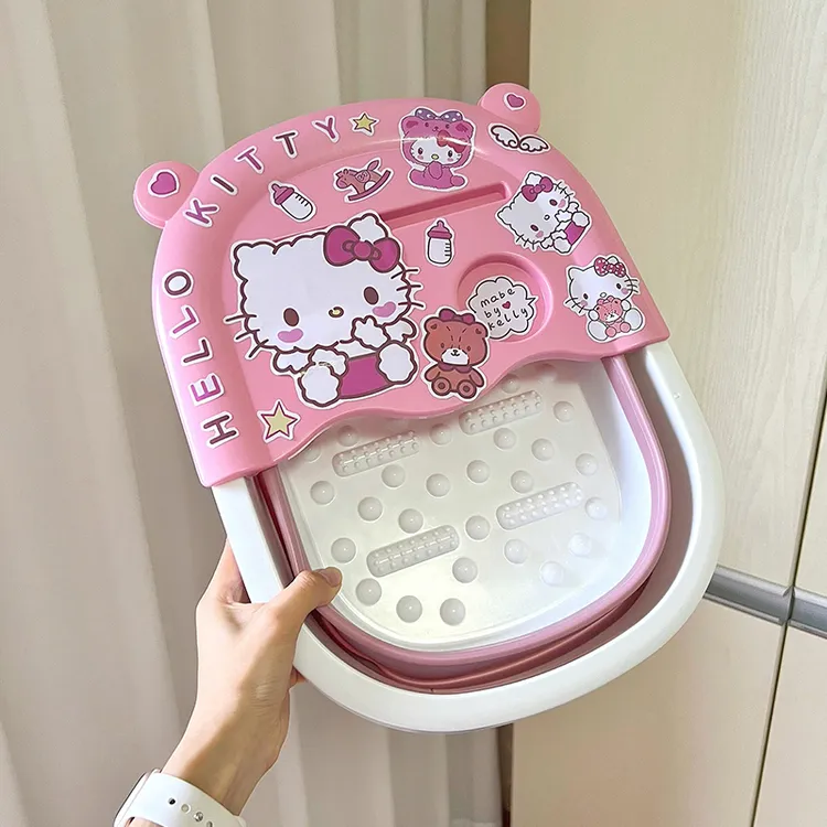 【超可爱】Kitty猫泡脚桶女生泡脚盆学生宿舍用折叠加厚足底按摩