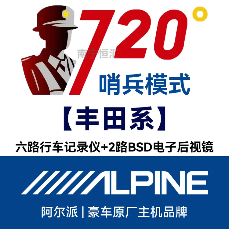 丰田皇冠陆放 汉兰达 凯美瑞 亚洲龙 塞纳 阿尔派六路360全景影像