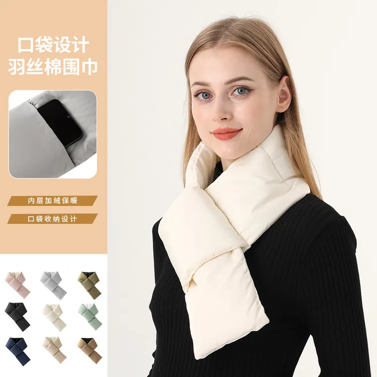 韩系保暖百搭围巾冬季女高级感时尚加厚围脖纯色长款欧美羽丝围巾