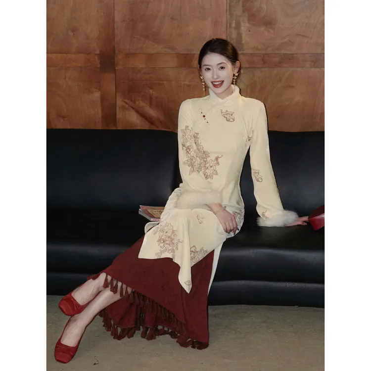 凌茜恣禾【月满】国风新中式优雅大气高级感修身收腰显瘦旗袍连衣裙