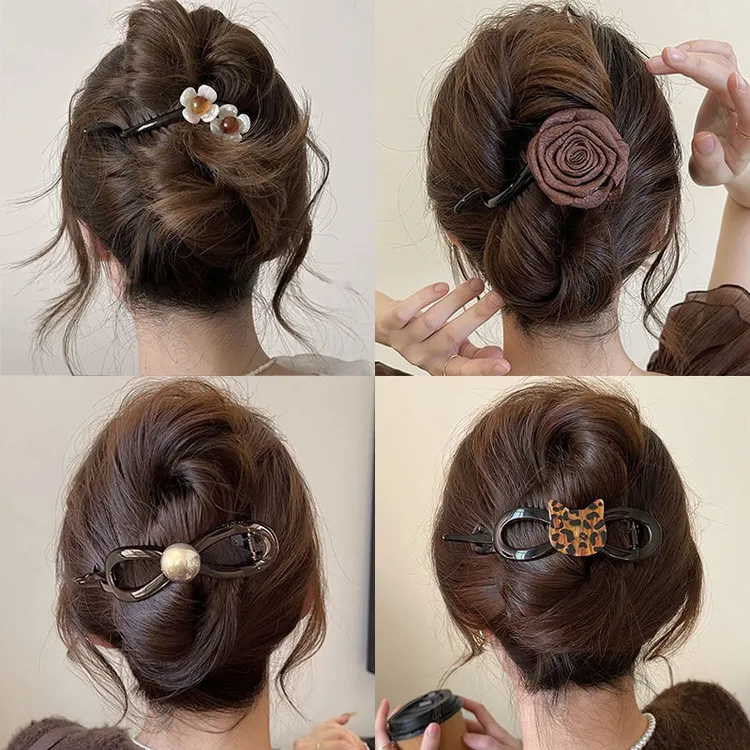 2025新款鲨鱼夹安全替代品扭扭夹后脑勺盘发一字夹大号鸭嘴夹发饰