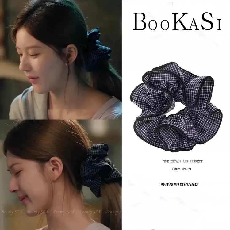 「花漾」法式条纹露思同款双层发圈气质百搭简约D-42