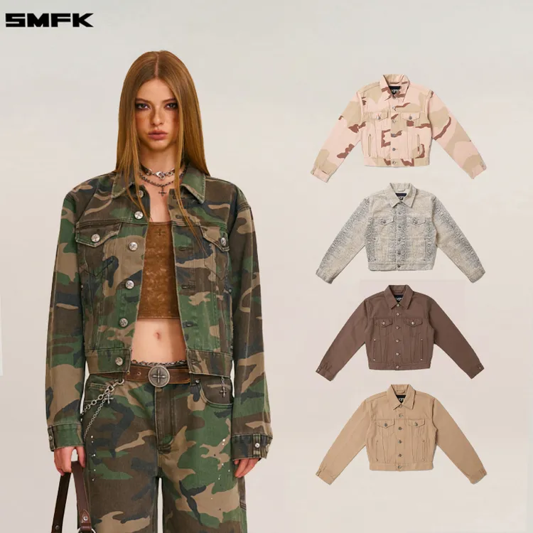 SMFK十字永恒修身牛仔夹克 CG003S 女士短款复古休闲时尚百搭外套