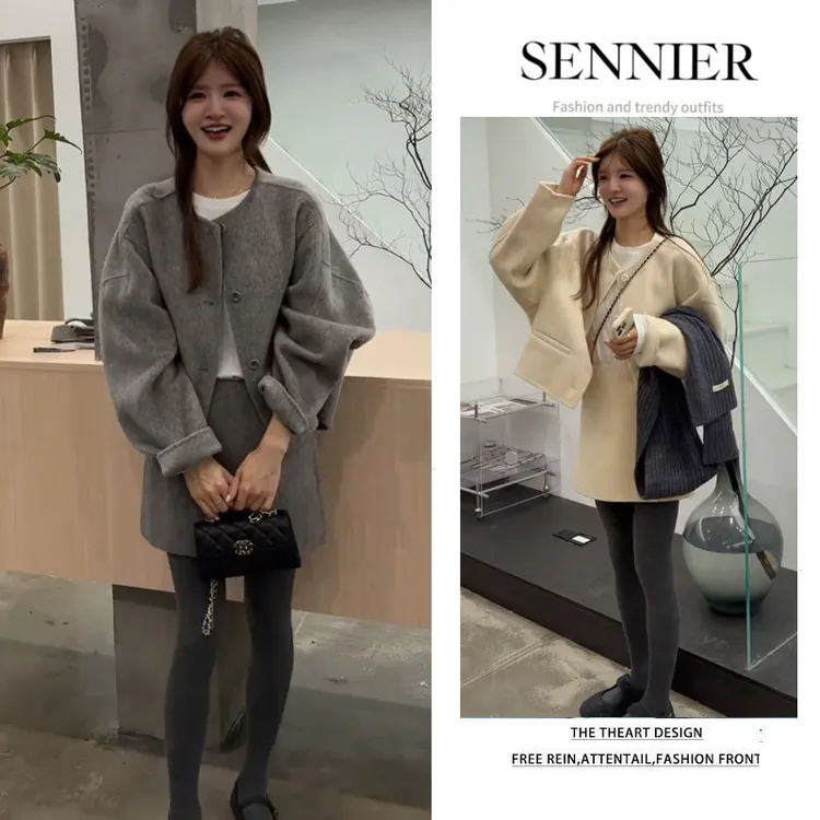 秋季一整套2025秋季新款时尚慵懒风宽松气质短款外套短裙两件套