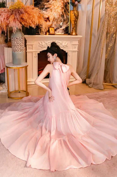 【星姐推荐】星原创高级定制【樱梦】设计师款轻奢名媛仙气连衣裙