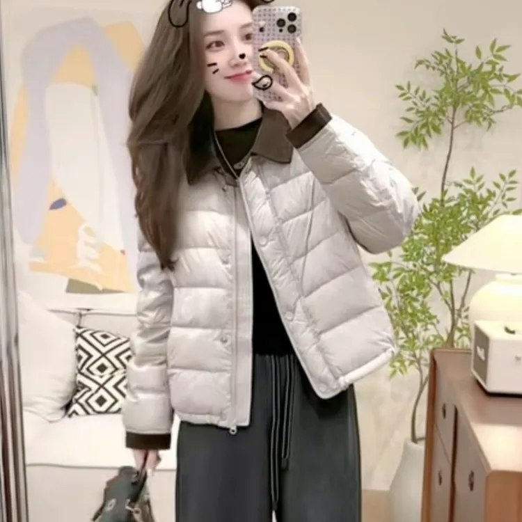 2025冬季新款时尚宽松洋气显瘦保暖休闲外套通勤百撘翻领短款棉服