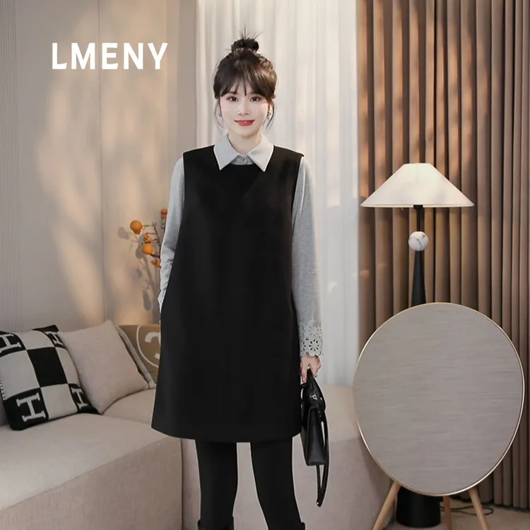 LMENY“赫拉之夜”气质加分！圆领显瘦优雅知性羊毛背心裙25DQ007
